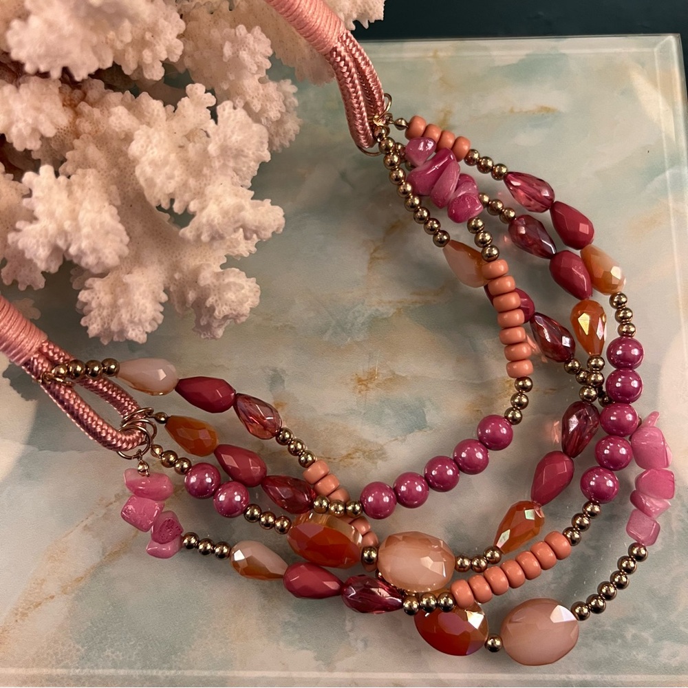 Shades of Pink and Coral Statement Necklace